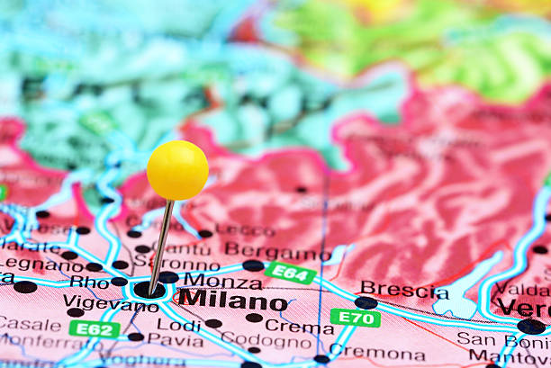 istock Milan pinned on a map of europe 465417584