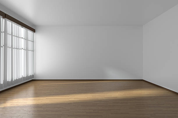 istock White empty room with flat walls and parquet floor 465417646
