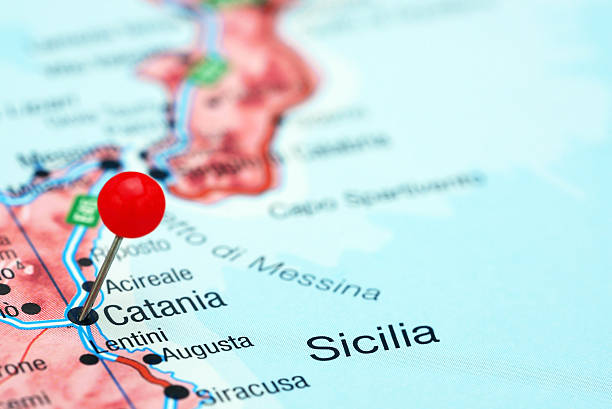 istock Catania pinned on a map of europe 465417742