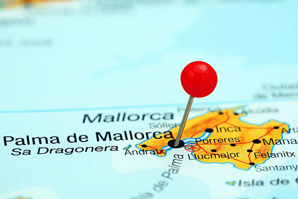 istock Palma de Mallorca pinned on a map of europe 465417808