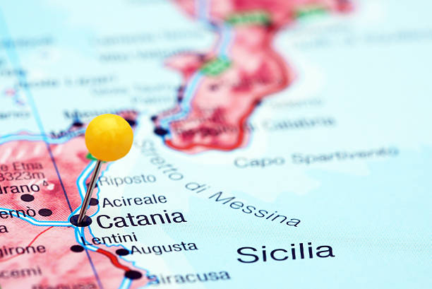istock Catania pinned on a map of europe 465417814