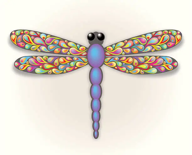 Vector illustration of Psychedelic Dragonfly