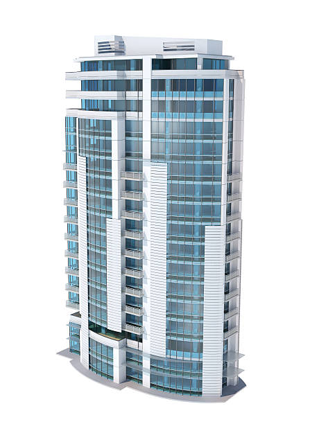 istock Luxury modern apartment and office building, isolated on white background 465420473