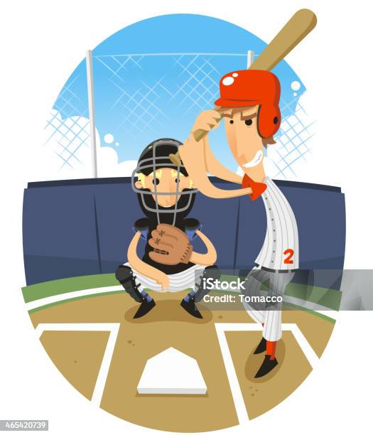 Baseball Batter Batting With Catcher Stock Illustration - Download Image Now - Baseball Catcher, Baseball - Ball, Baseball Player