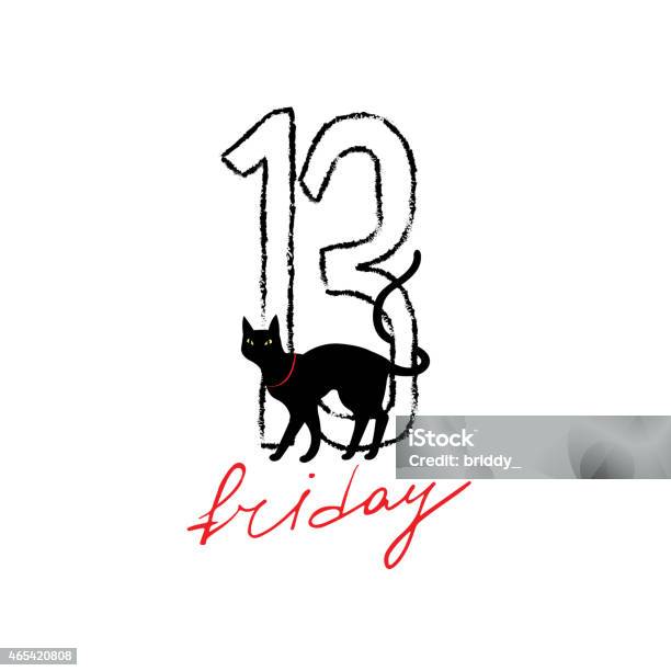 Friday 13th Grunge Illustration With Numerals And Black Cat Stock Illustration - Download Image Now