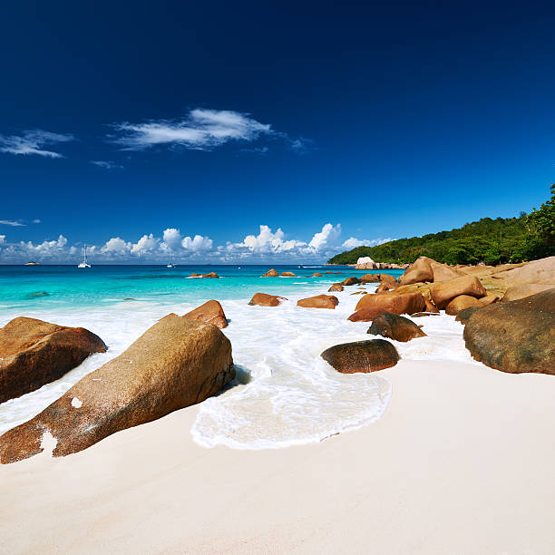 istock Beautiful beach at Seychelles 465420878