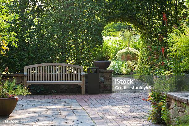 Arched Trellis In Lush Green Summer Garden Stock Photo - Download Image Now - Yard - Grounds, Courtyard, Patio
