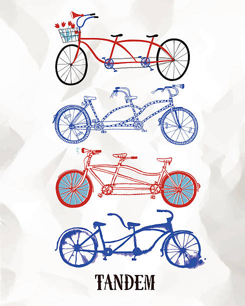 ilustrações de stock, clip art, desenhos animados e ícones de de bicicleta tandem - bicycle isolated basket red