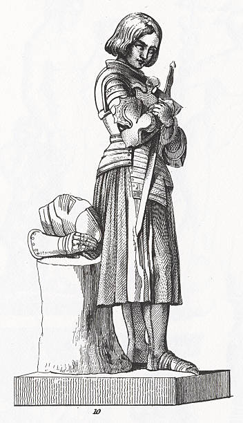 ilustrações, clipart, desenhos animados e ícones de o maid of engraving orleans - classical greek roman statue warrior