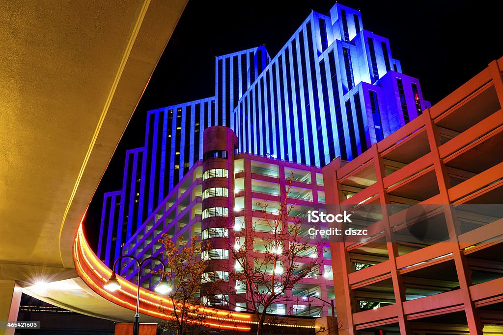 colorful night building skyline cityscape - reno nevada Reno Nevada downtown colors at night. Reno Stock Photo