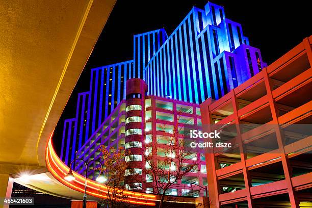 Colorful Night Building Skyline Cityscape Reno Nevada Stock Photo - Download Image Now