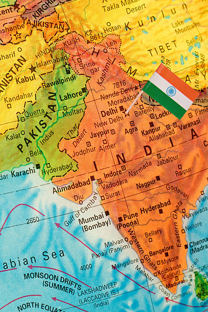 istock map with flag of India 465424710