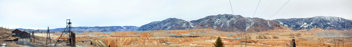 Panoramic of Berkeley Pit Mine in Butte, Montana, USA. Multiple files stitched.