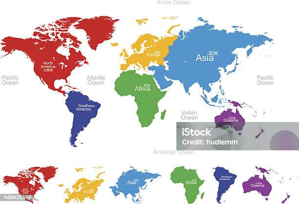 Vector Map Of The World America Europe Asia Oceania Africa Stock Illustration - Download Image Now