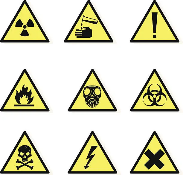 Vector illustration of Warning Hazard Icons