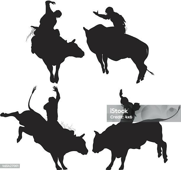 Animal Rodeo Stock Illustration - Download Image Now - Bull Riding, Illustration, Vector