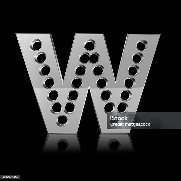 Metal Letter W Stock Photo - Download Image Now - Alphabet, Black Background, Black Color