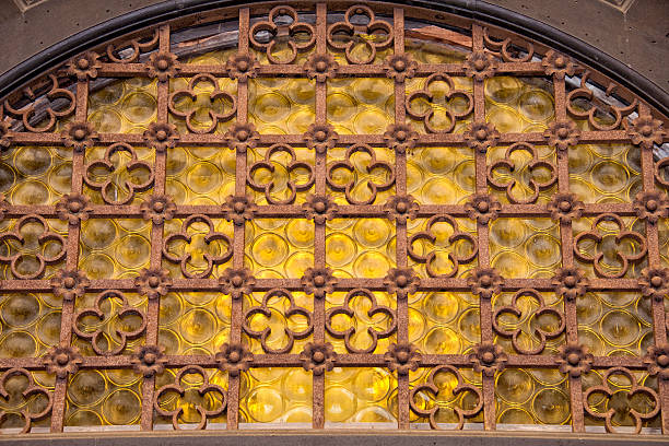 Internal yellow glass door detail