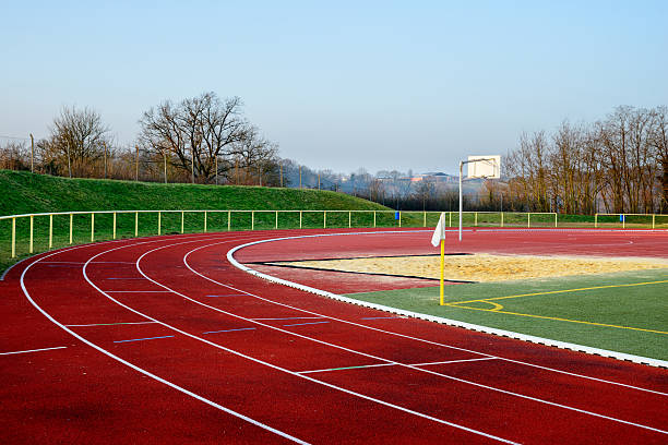 istock Stock image of a running track in the evening 465431298