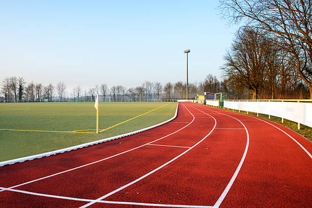 istock Stock image of a running track in the evening 465431300