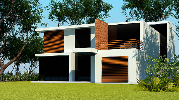 istock 3D Model of Modern House in the Forest. Architecture Abstract. 465432129