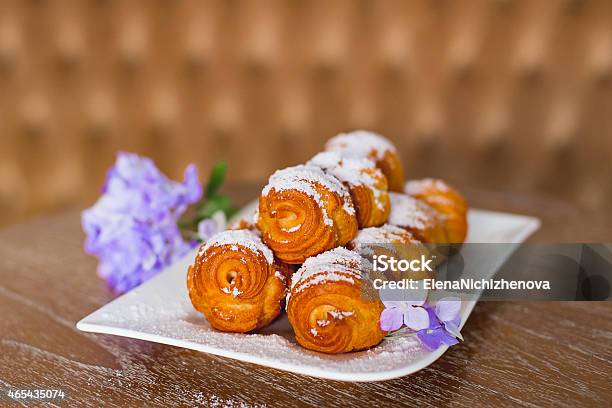 Profiteroles With Cream Stock Photo - Download Image Now - 2015, Baked, Bakery