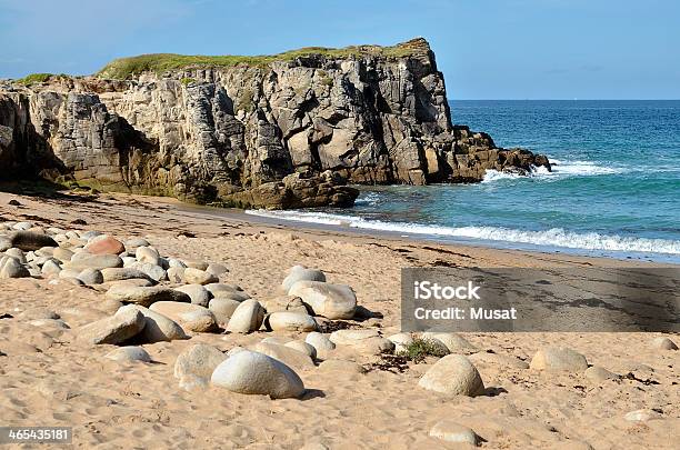 Beach And Cliff At Quiberon Peninsula In France Stock Photo - Download Image Now - Atlantic Ocean, Beach, Beige