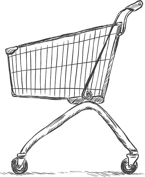 vector sketch illustration - trolley for shopping vector sketch illustration - trolley for shopping humphrey bogart stock illustrations