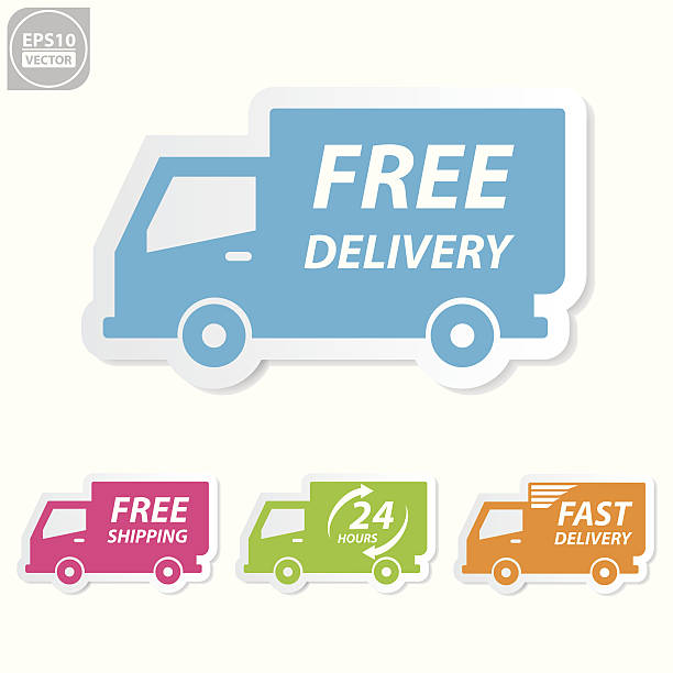 darmowa dostawa ikony zestaw. - truck sign car transporter industry stock illustrations