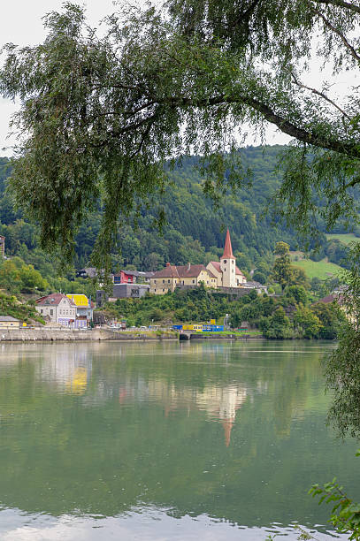 small village near grein at austria by danube river small village near grein at austria by danube river grein austria stock pictures, royalty-free photos & images