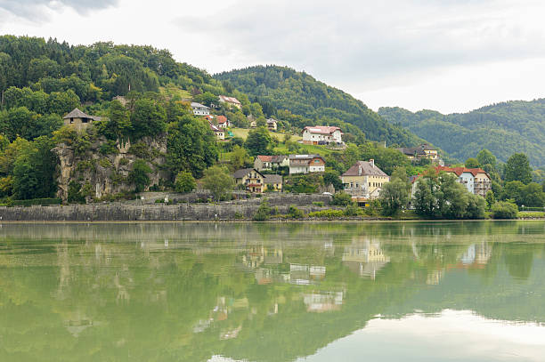 small village near grein austria by danube river small village near grein austria by danube river grein austria stock pictures, royalty-free photos & images