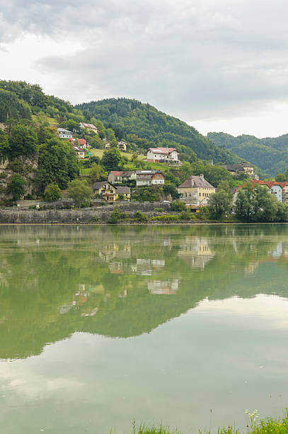 small village near danube river at grein austria small village near danube river at grein austria grein austria stock pictures, royalty-free photos & images