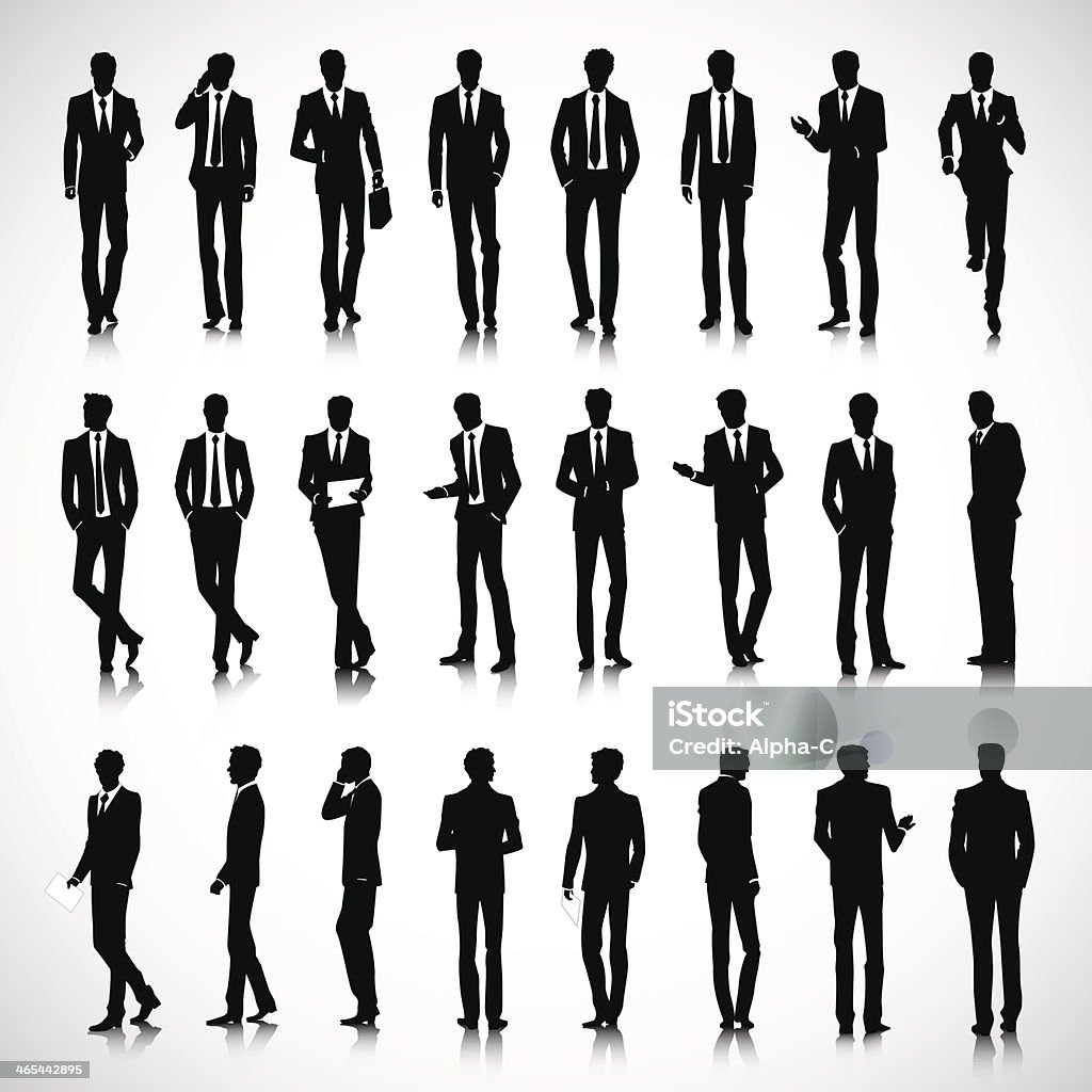 Silhouettes of business men Set of business men silhouettes on background In Silhouette stock vector