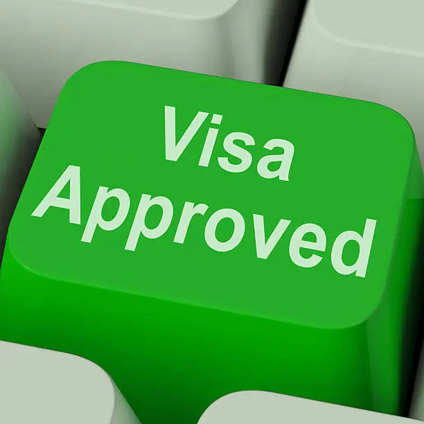 Photo of Visa Approved Key Shows Country Admission Authorized