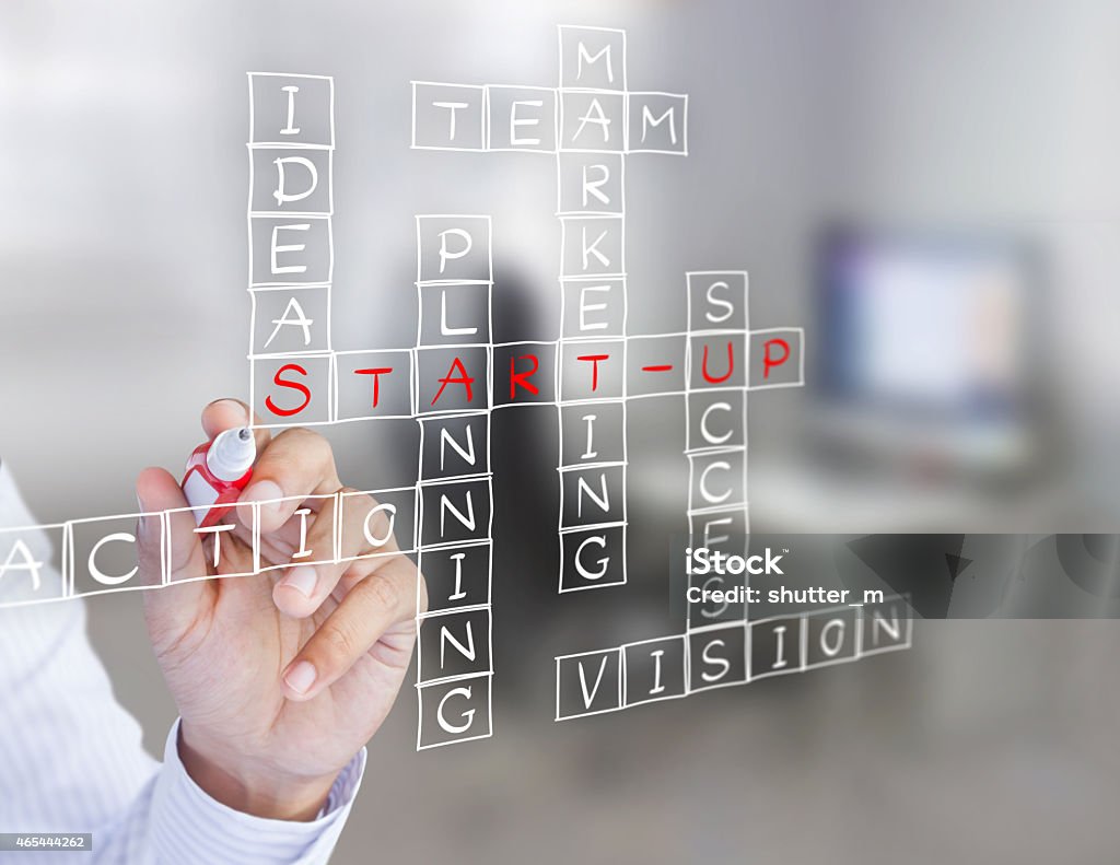 Businessman write business start-up diagram on wall glass, Planning concept 2015 Stock Photo