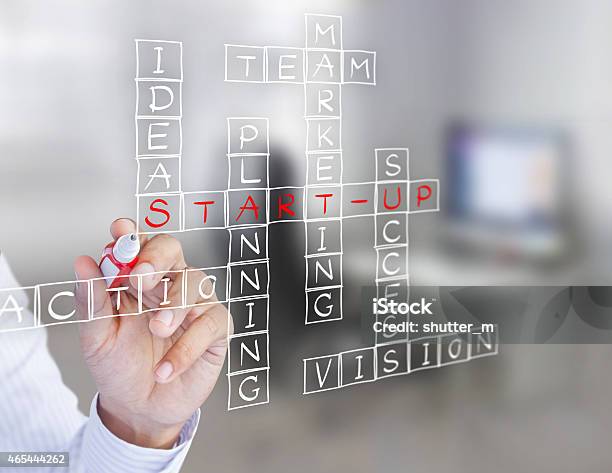Businessman Write Business Startup Diagram On Wall Glass Planning Concept Stock Photo - Download Image Now