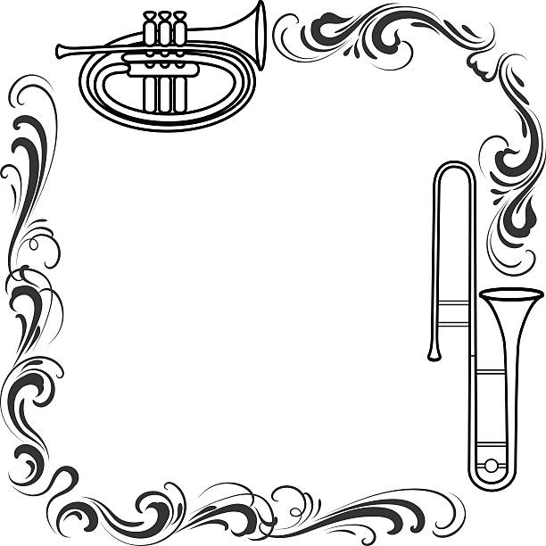 rama z rur - trombone musical instrument wind instrument brass band stock illustrations