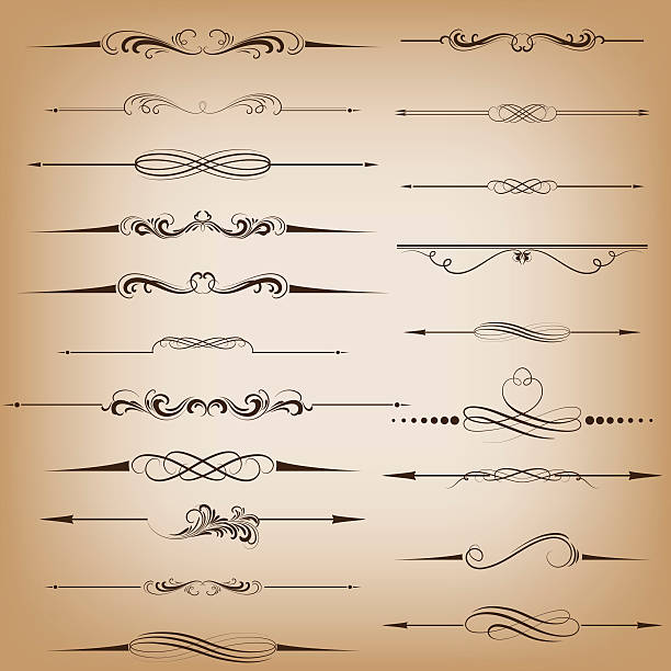 ilustraciones, imágenes clip art, dibujos animados e iconos de stock de divisores - scroll shape ornate swirl striped