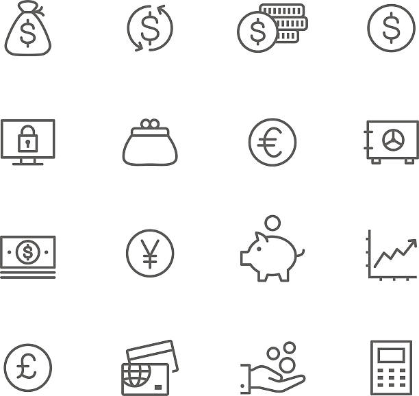 Icon Set, Currency Icon Set, Currency things on white background, made in adobe Illustrator (vector) pound symbol stock illustrations