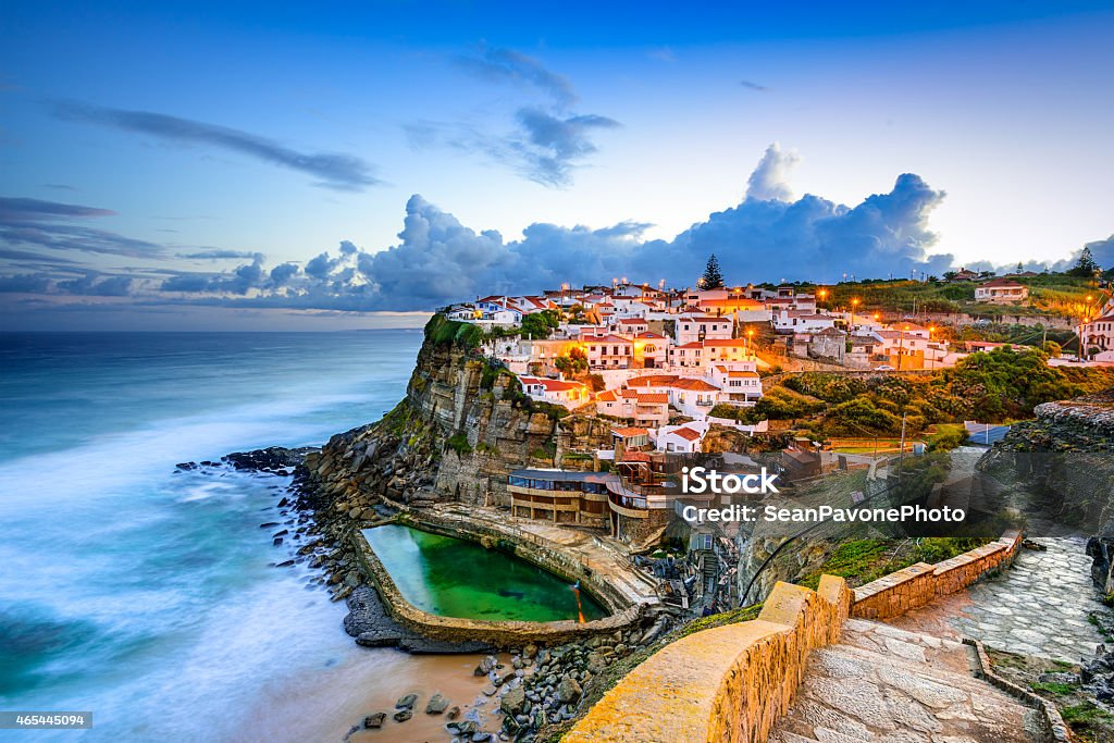 Seaside Town Sea Watering Sea Watering, Portugal coastal town. Lisbon - Portugal Stock Photo