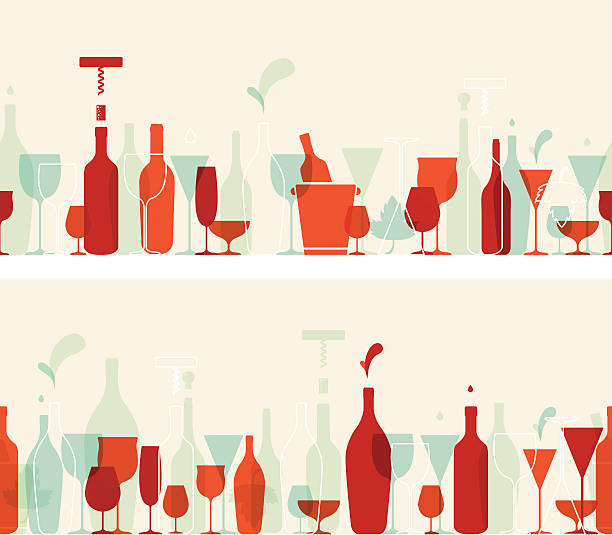 ilustraciones, imágenes clip art, dibujos animados e iconos de stock de excelente vino banners con colores retro - wine wine bottle drink alcohol