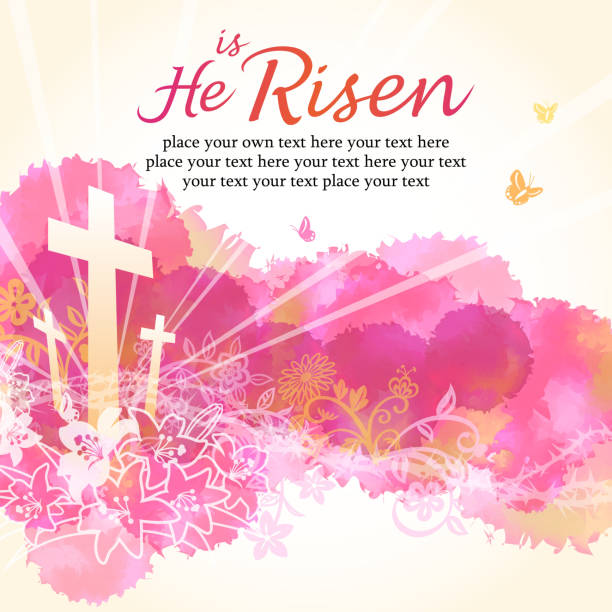 He is Risen Resurrection, He Is risen. pics of a cross easter lilies stock illustrations