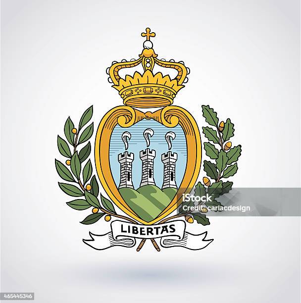 Coat Of Arms Of San Marino Vector Illustration Stock Illustration - Download Image Now - 2015, Accuracy, Authority