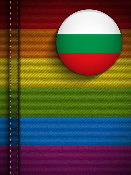 ゲイのフラグボタンジーンズにブルガリア素材の質感 - symbols of peace flag gay pride flag banner点のイラスト素材／クリップアート素材／マンガ素材／アイコン素材