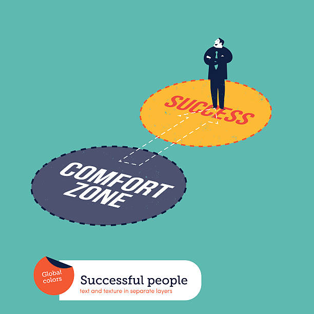 Businessman went from comfort zone to success zone vector art illustration