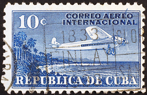 istock Vintage air mail postage stamp from Cuba 465447159