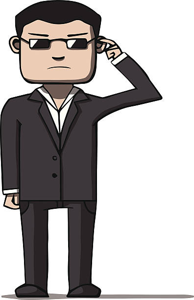 Funny Cartoon Bodyguard Security Vector Illustration Stock Illustration -  Download Image Now - iStock