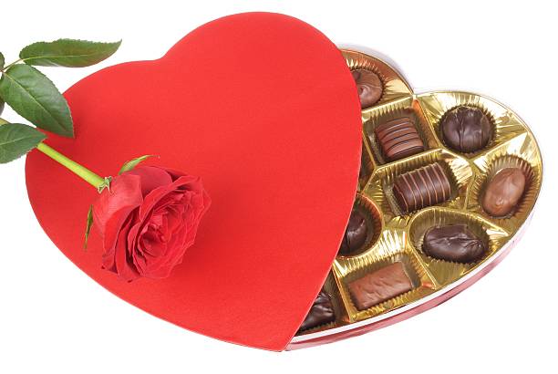 istock Valentine Box of Candy and a Red Rose 465449911