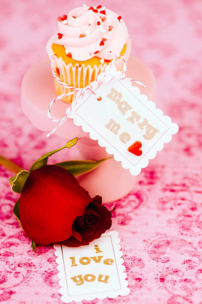 istock Wedding Cupcake with Marry Me Sign 465451207