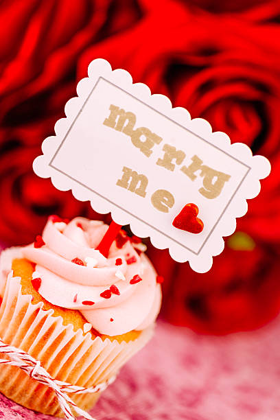 istock Wedding Cupcake with Marry Me Sign 465451225